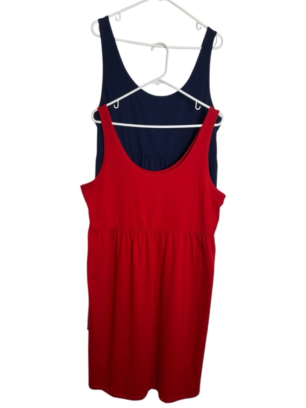 Two Size XL Cotton/Poly Tank Top Dresses Red & Blue